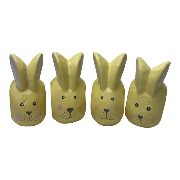 Pier 1 Other - Pier 1 Light Yellow Painted Easter Bunny Napkin Holders Set of 4